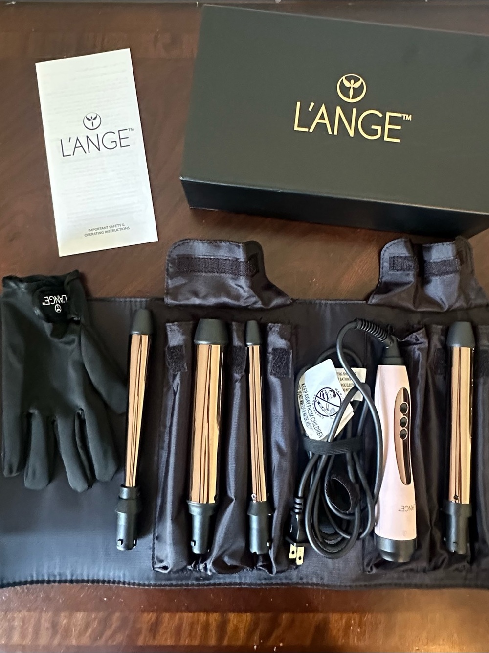 L’ANGE Le Cinq 5-Piece Rose Gold Curling Wand Set NWOT